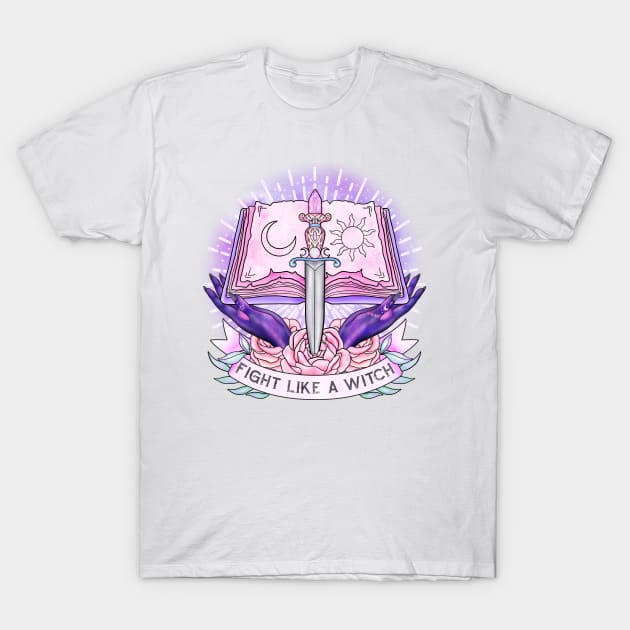 Fight like a witch spell book T-Shirt by gaynorcarradice